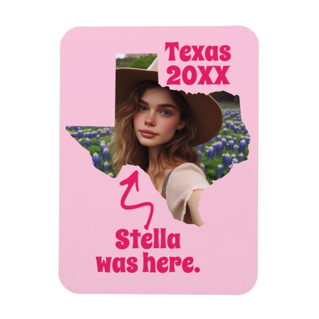 Texas Souvenir Individuelle Name, Foto und Jahr Magnet (Vertikal)
