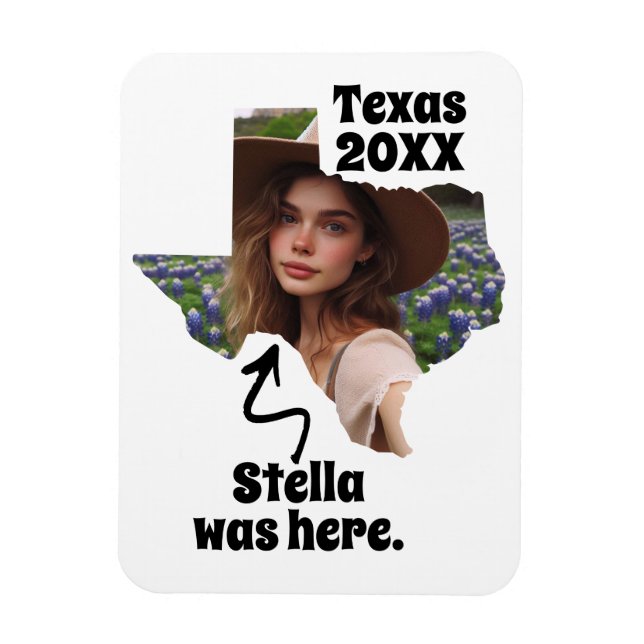 Texas Souvenir Individuelle Name, Foto und Jahr Magnet (Vertikal)