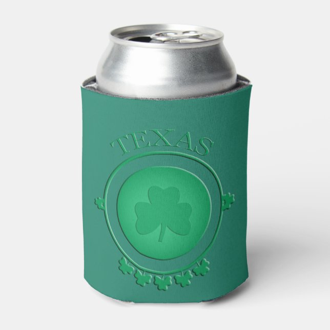 Texas St Patrick's Irish Kleeblatt Can Cooler Dosenkühler (Kanne Vorderseite)