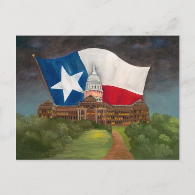 Texas Staat Hauptstadt am Abend Postkarte (Vorderseite)