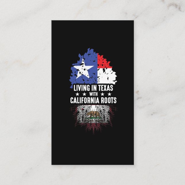 Texas Staat Herkunft Flag California Roots Tree Visitenkarte (Vorderseite)