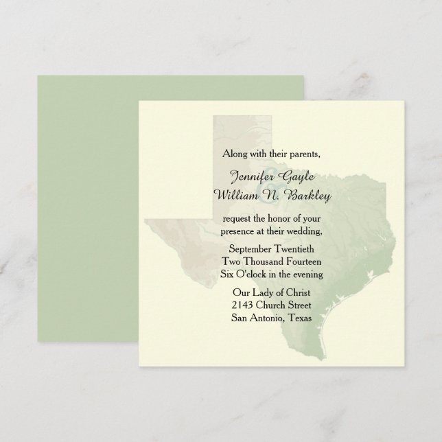 Texas Staat Hochzeitseinladung Einladung (Vorne/Hinten)