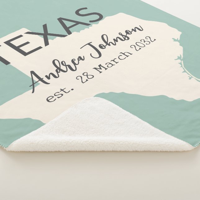 Texas Staat Karte Individuelle Name und Datum Sherpadecke (3/4)
