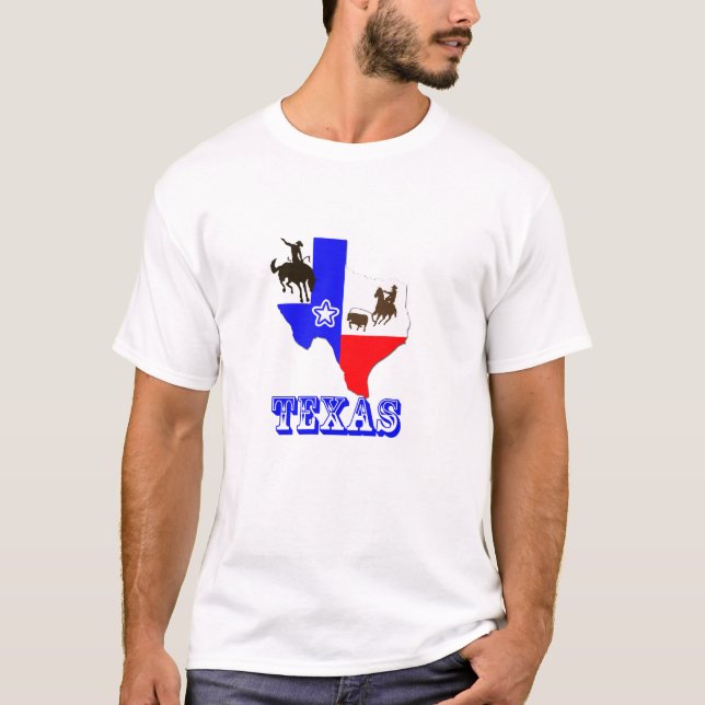 Texas Staat Karte T - Shirt mit Cowboy (Vorderseite)