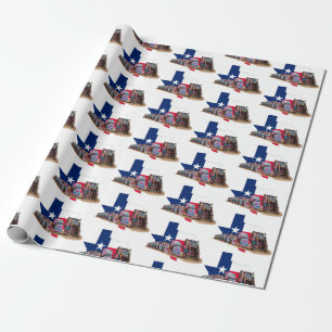 Texas Staat Kontur, Colors & Cadillac Ranch Wrapp Geschenkpapier