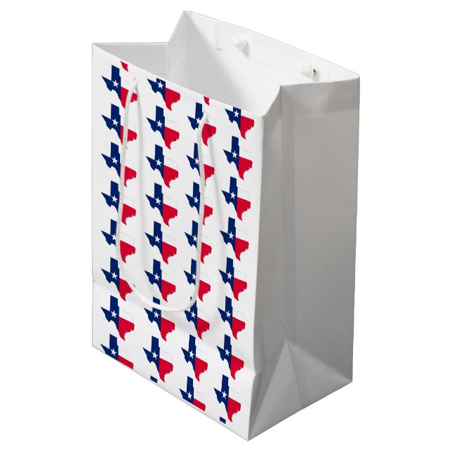 Texas Staat Kontur und Flag Farben, Mittlere Geschenktüte (Vorderseite Schrägansicht)