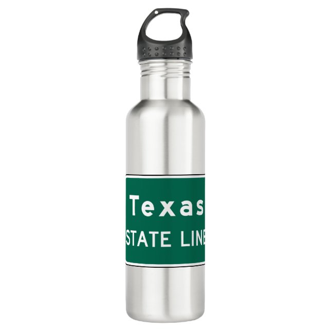 Texas Staat Line Road-Zeichen Edelstahlflasche (Vorderseite)