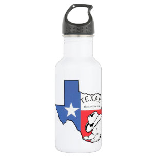 Texas Staat Map mit Star, Boots, Hut Edelstahlflasche