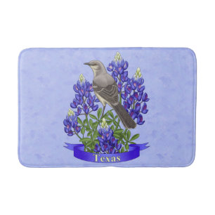 Texas Staat Mockingbird & Bluebonnet Blume Badematte