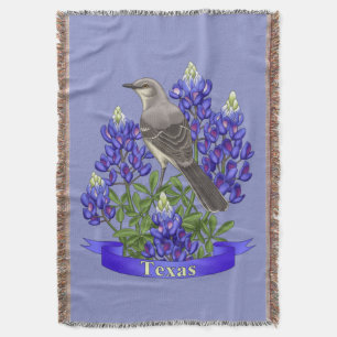 Texas Staat Mockingbird & Bluebonnet Blume Decke