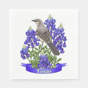 Texas Staat Mockingbird & Bluebonnet Blume Serviette