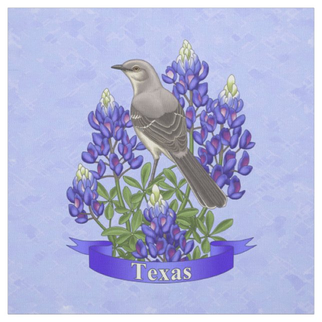 Texas Staat Mockingbird & Bluebonnet Blume Stoff (Muster)