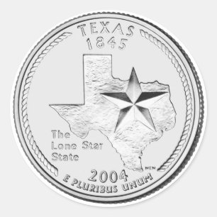 Texas Staat Quarter Runder Aufkleber