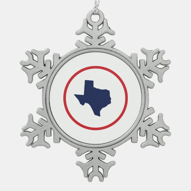Texas Staat Schneeflocken Zinn-Ornament (Vorderseite)