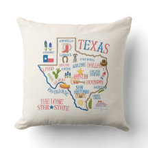 Texas Staat Sehenswürdigkeiten Illustration Pillow