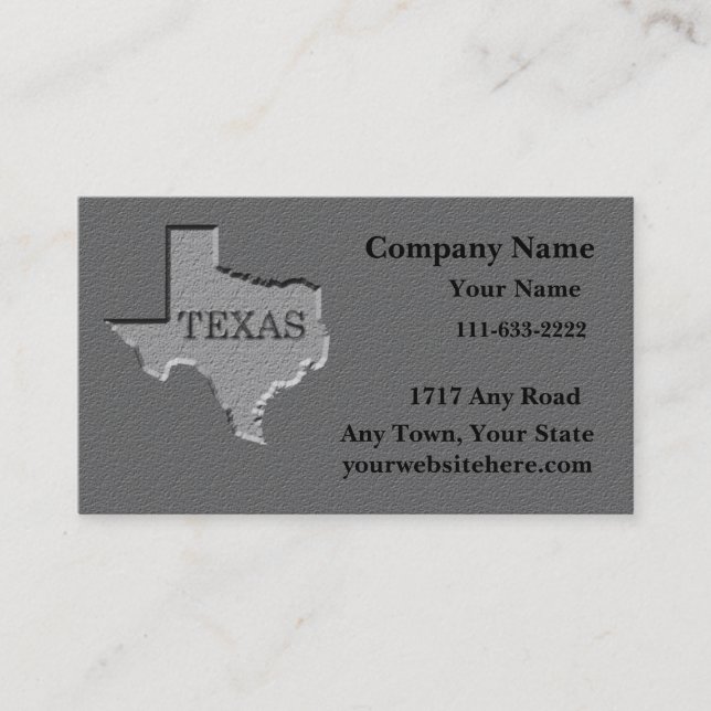 Texas Staat Visitenkarte geschnitzten Stein Look (Vorderseite)