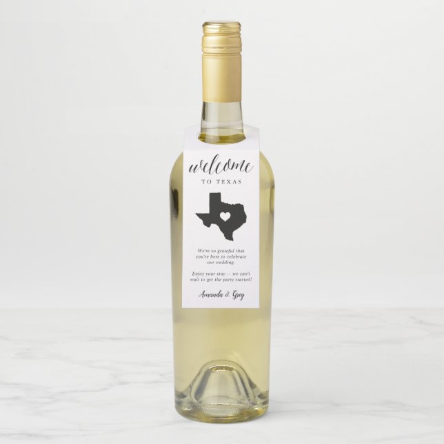 Texas Staat Wedding Welcome Flaschenanhänger (Auf Flasche)