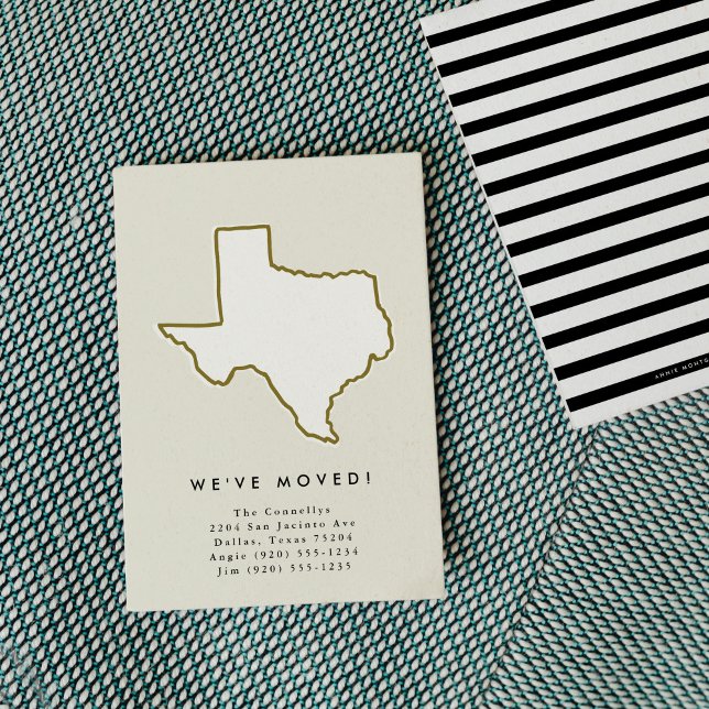 Texas Staat Wir bewegten Chic HandGezeichnet Beweg Ankündigung (Chic hand-drawn Texas state moving announcement.)