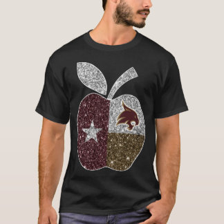 Texas-Staatbobcats-Glitzer-Texas-Flaggen-Apple T-Shirt