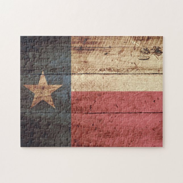 Texas-Staats-Flagge auf altem hölzernem Korn (Horizontal)