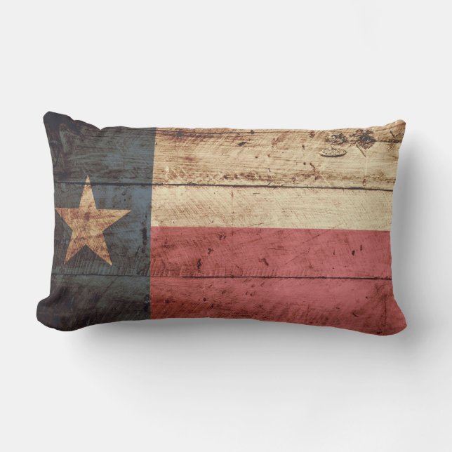Texas-Staats-Flagge auf altem hölzernem Korn Lendenkissen (Vorderseite)