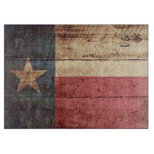 Texas-Staats-Flagge auf altem hölzernem Korn Schneidebrett