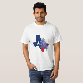 Texas-Staats-Form-Flagge und Bluebonnets-T - Shirt