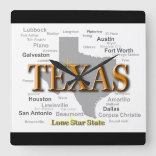 Texas-Staats-Karte Quadratische Wanduhr