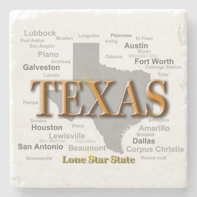 Texas-Staats-Karte Steinuntersetzer (Vorderseite)