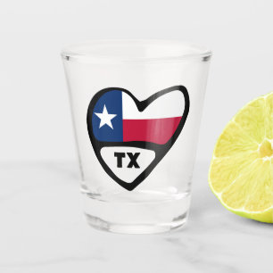 Texas Staatsflagge im Herzen, TX-Shot-Glas Schnapsglas