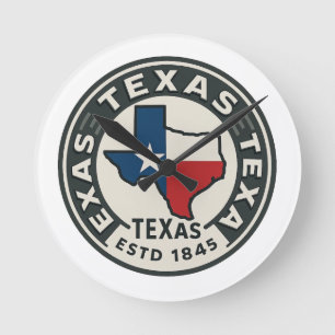 Texas Staatsstolz Runde Wanduhr