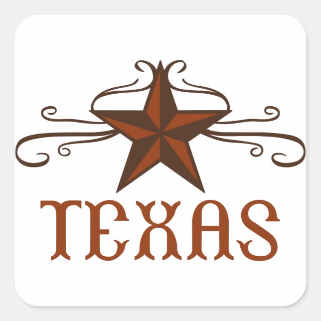 Texas Star Scroll Quadratischer Aufkleber (Vorderseite)