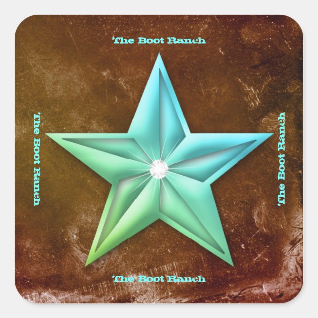 Texas Star Sticker Brown Vintag Jewel Square (Vorderseite)