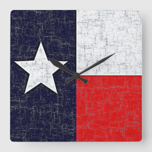 TEXAS STATE FLAG Clock Quadratische Wanduhr