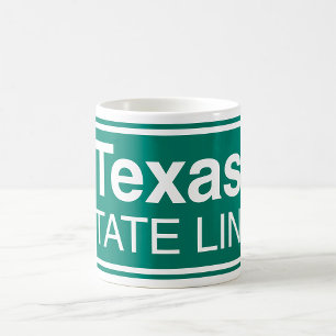 Texas State Line Classic Grünes Straßenschild Kaffeetasse
