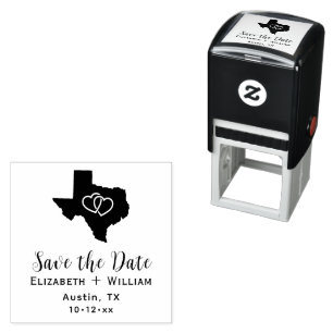 Texas State Map Hochzeit Save the Date DIY Herzen Permastempel