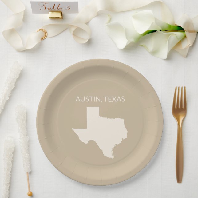 Texas State Map Home Decor  Pappteller (Hochzeit)