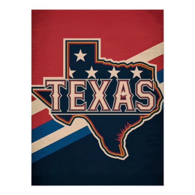 Texas State Retro Flag Design Poster (Vorderseite)