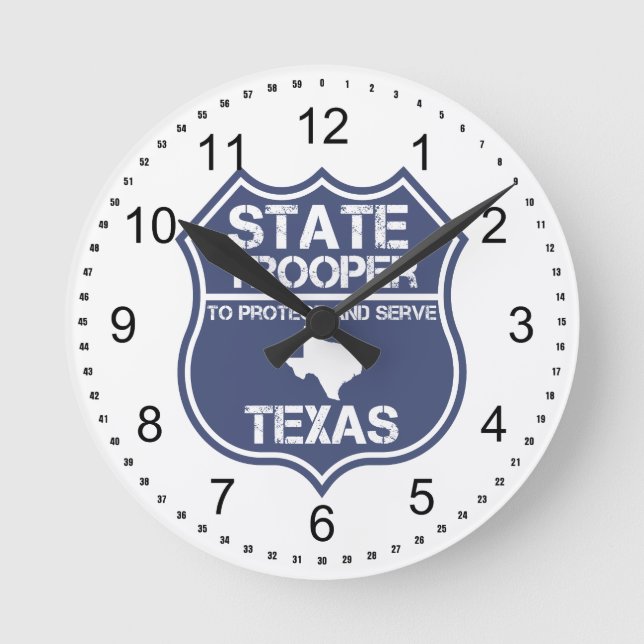 Texas State Trooper To Protect and Serve Runde Wanduhr (Vorderseite)