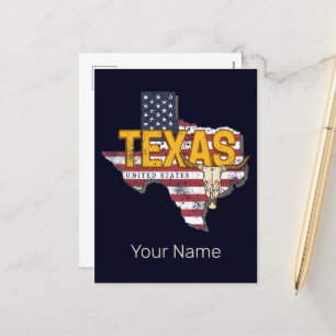 Texas State Vereinigte Staaten Retro-Karte Vintage Feiertagspostkarte