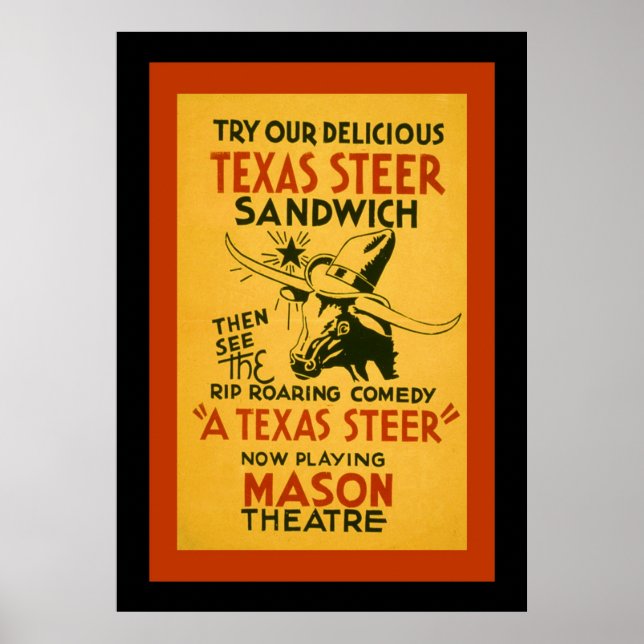 Texas Steer Sandwich Poster (Vorne)