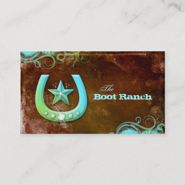 Texas-Stern-HufeisenVisitenkarte-Brown-Blau Visitenkarte (Vorderseite)