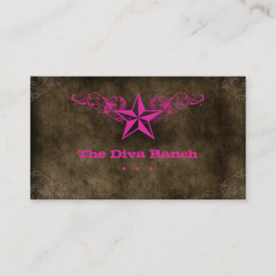 Texas-Stern-Visitenkarte-Brown-Veloursleder-Pink Visitenkarte