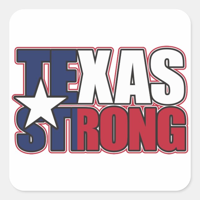 Texas-Strong Quadratischer Aufkleber (Vorderseite)