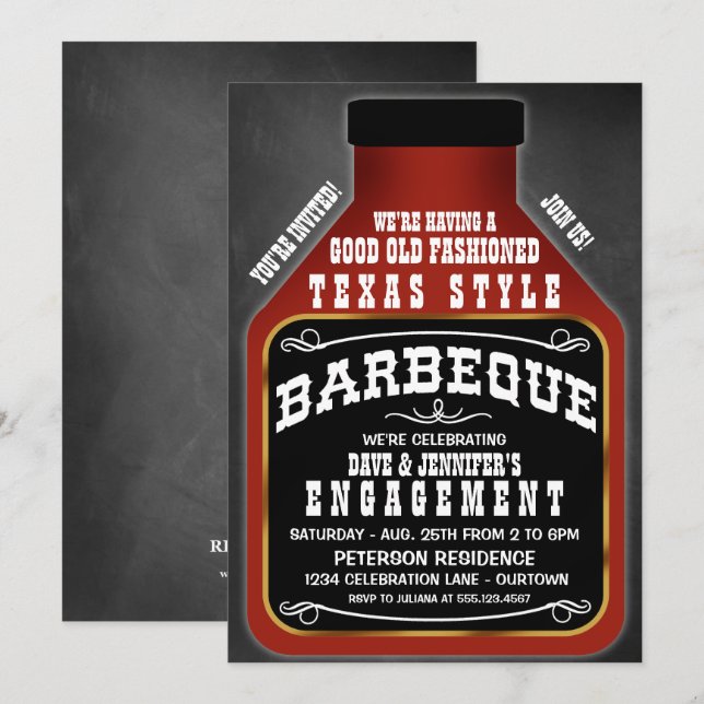 Texas Style GRILLEN Party Einladungen (Vorne/Hinten)