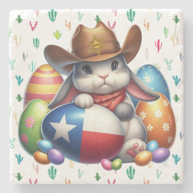Texas/südwestlicher Osterhasen Steinuntersetzer (Vorderseite)