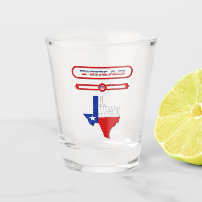 TEXAS, TEXAS OF MAP, UNITED STATES. SAMER BRASIL SCHNAPSGLAS (Vorderseite)