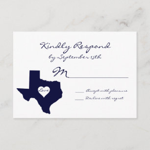 Texas Theme Navy Wedding RSVP Cards Karte