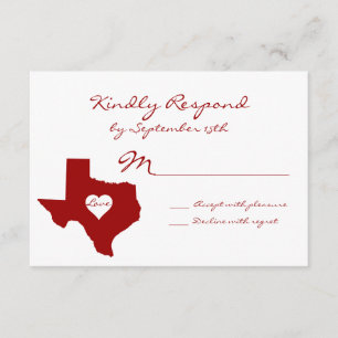 Texas Theme Red White Wedding RSVP Cards Karte