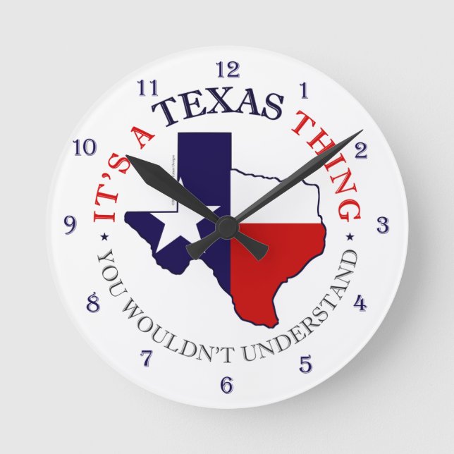 Texas Thing Runde Wanduhr (Vorderseite)